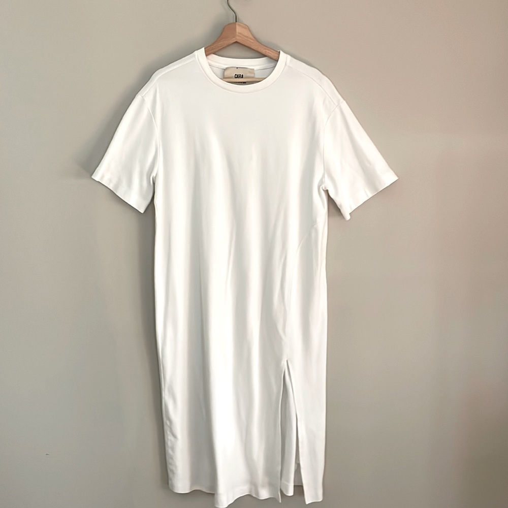 YOU CAN CALM DOWN White T-Shirt Dress - The Cara Santana Collection